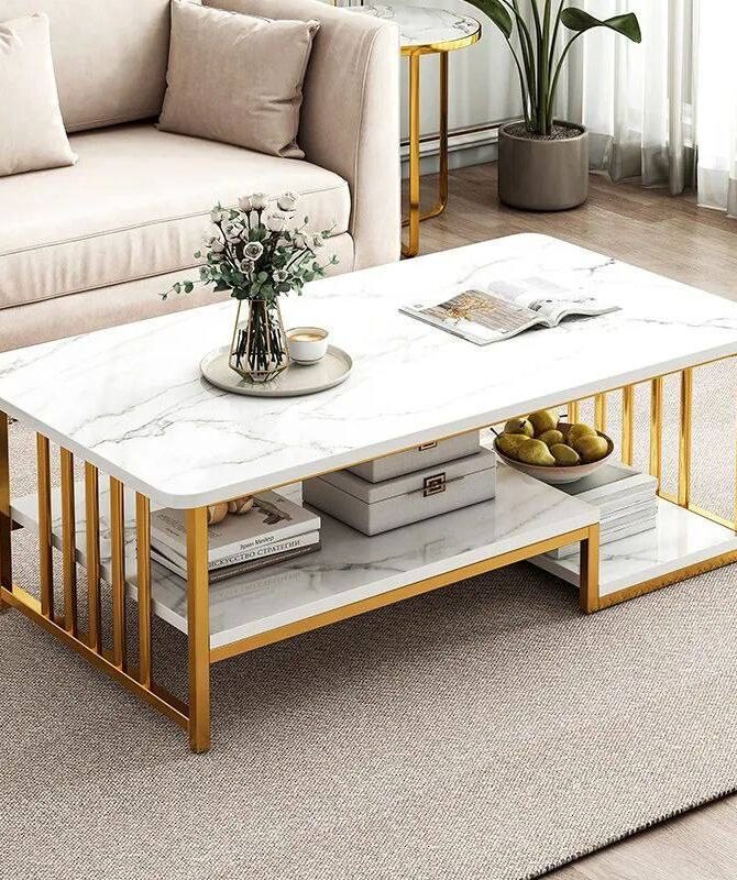 Luxury Faux Marble Center Coffee Table