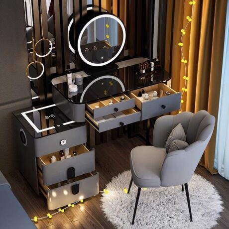 Smart Makeup Vanity Dressing Table with Mirror and Bluetooth Speaker