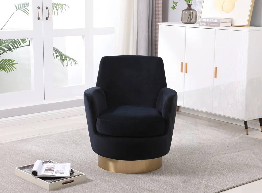 Velvet+Swivel+Barrel+Chair-466624335-black